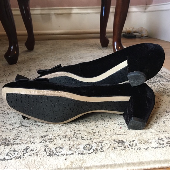Black Velour BCBGMaxAzria Heels with Ribbon Detail - Picture 5 of 5